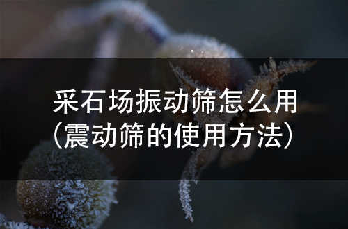 采石場振動篩怎么用（震動篩的使用方法） 