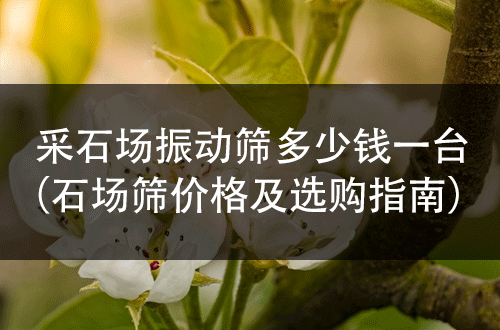 采石場振動篩多少錢一臺（石場篩價格及選購指南）?