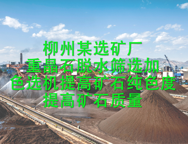 柳州某選礦廠重晶石脫水篩選加色選機提高礦石純色度，提高礦石質量